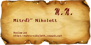 Mitró Nikolett névjegykártya